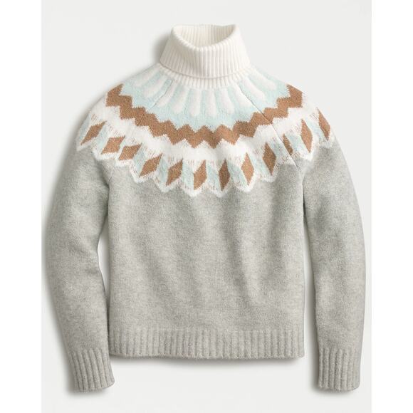 J.CREW Sweaters - J. Crew Wool Alpaca Blend Chunky Ski Fair Isle Turtleneck Sweater Supersoft L